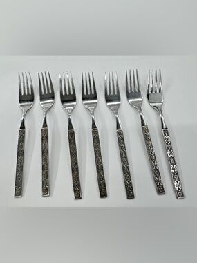 Oneida Distinction Deluxe CAPRI FORKS Set of 7 Stainless Steel Floral HH
